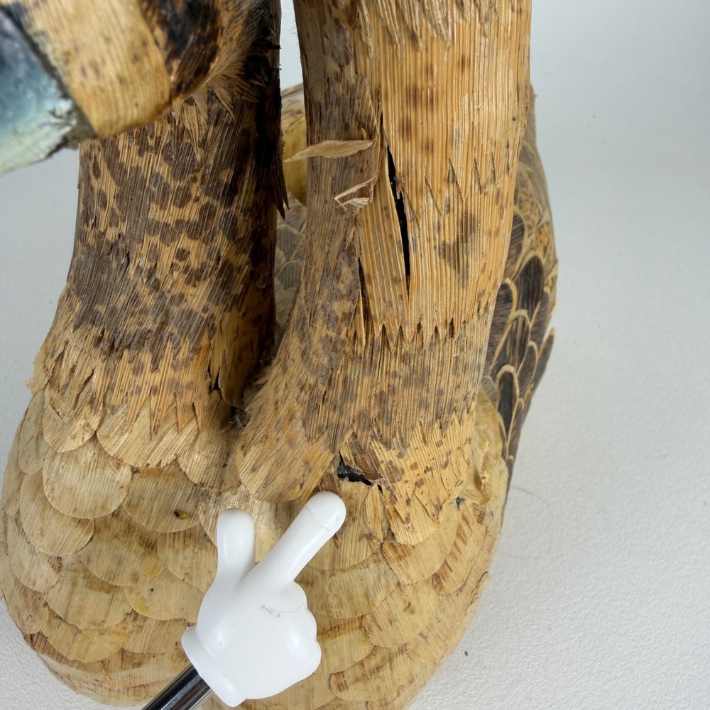Vintage Double Headed Swan Goose Figurine Natural Fiber Folk Art Decor - Picture 12 of 13